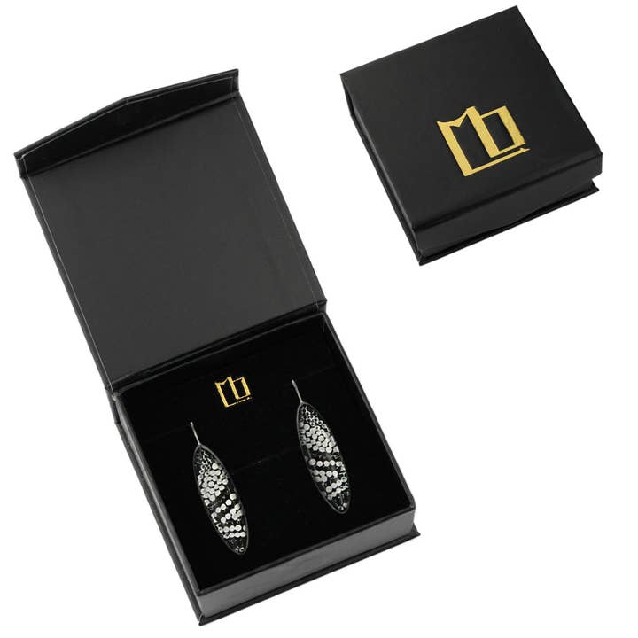 Mo Resin - Wholesale Dangle earrings - Aboriginal Dandle Drop Earrings Long Fabrianne Black -SD346W3