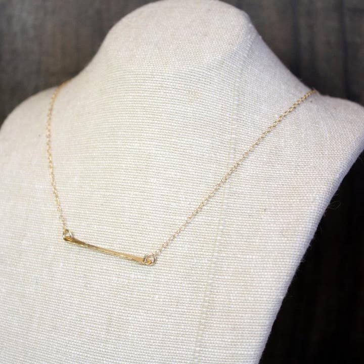 Collar de barra martillada - plata de ley, oro, oro rosa para venta al por mayor de Rebecca Anne Handmade