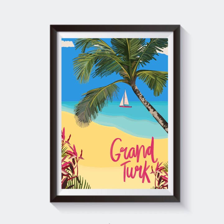 Grand Turk, Caribbean Travel Artwork Print - 6 størrelser for engroshandel hos 2 Sisters