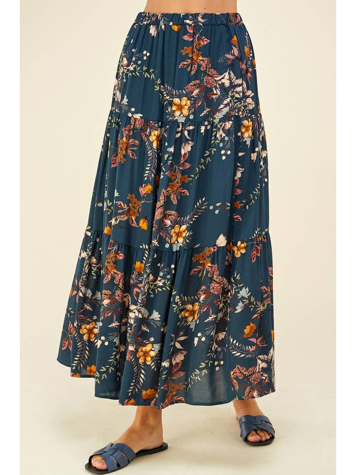 Teal Three Layered Floral Skirt for wholesale on Faire3