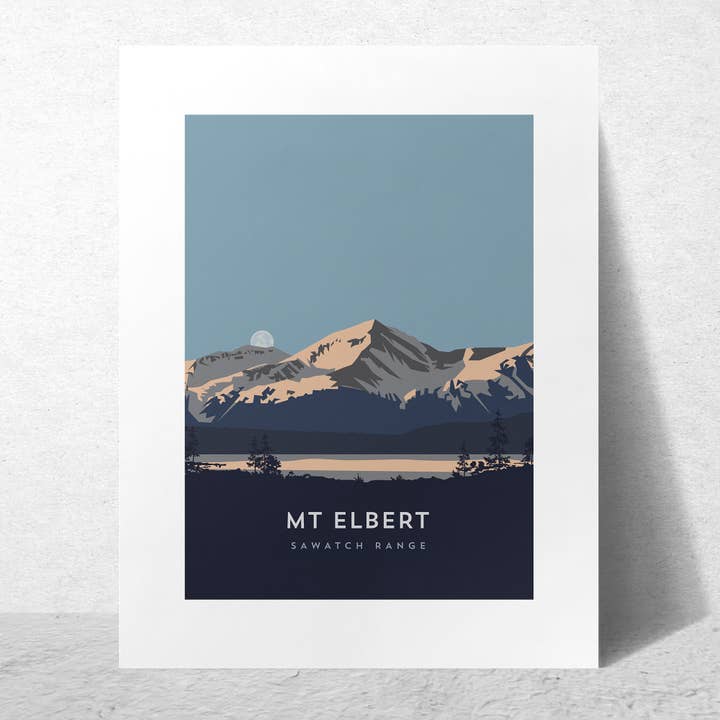 Affiche du Mont Elbert Colorado 14er, Impression d'Art Encadrée pour la vente par Hinterland Outdoors