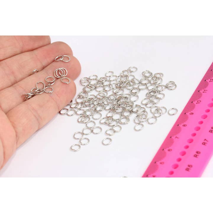 Anneaux ouverts plaqués rhodium 20 Ga 6 mm, MTE611 pour la vente par QueenJewelryM