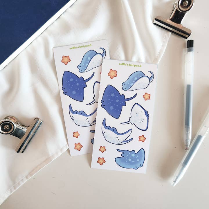 foglio di adesivi in vinile sting ray per la vendita all'ingrosso da parte di Zellie's Koi Pond