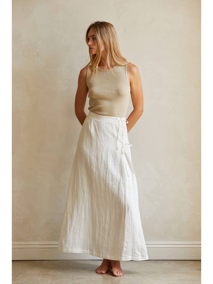 WHITE CS9453 - Wionna Wrap Maxi Skirt for wholesale on Faire