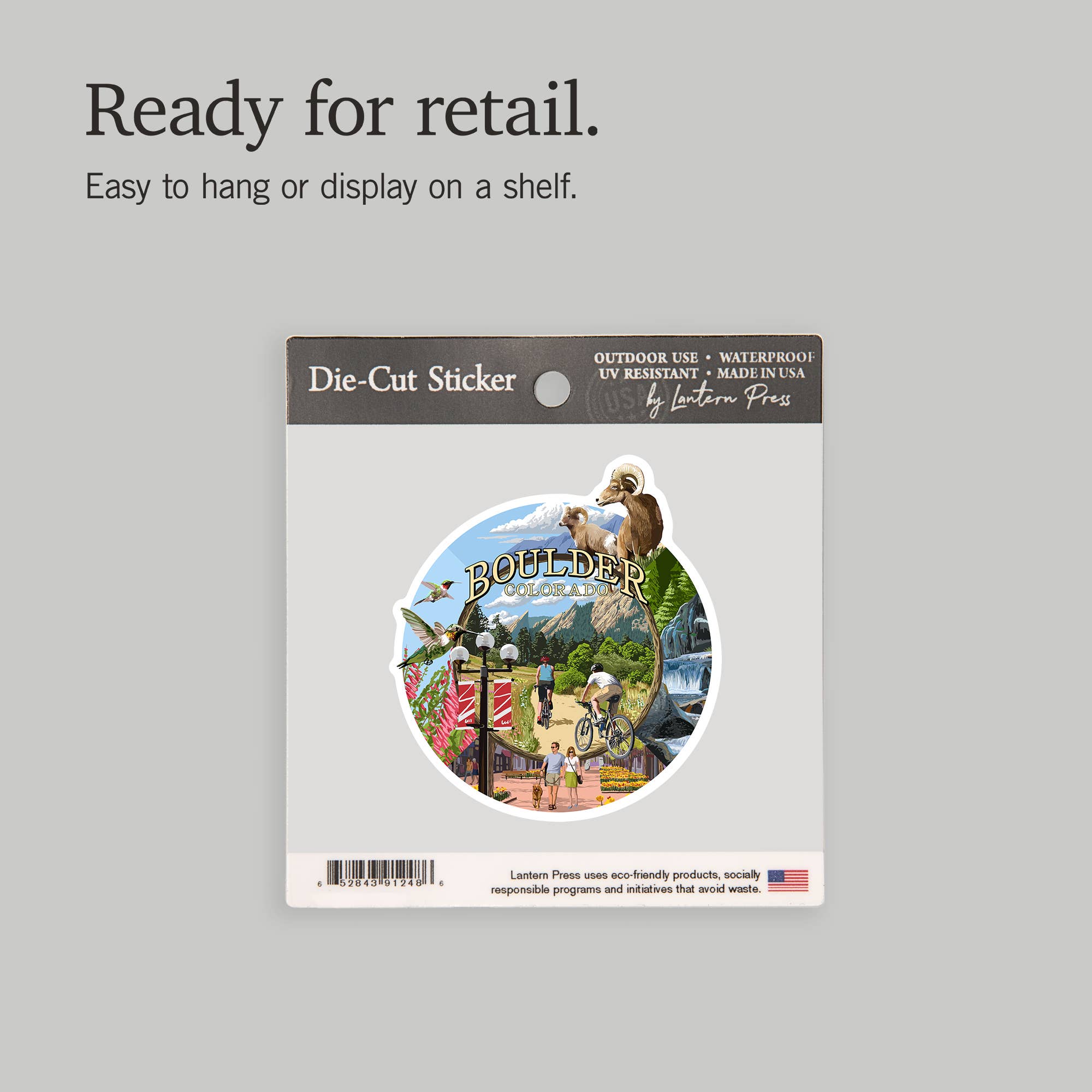Lantern Press - Wholesale Sticker - STICKER Boulder, Colorado, Montage Views6