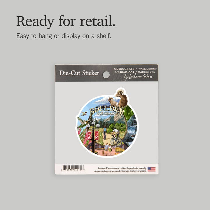 Lantern Press - Wholesale Sticker - STICKER Boulder, Colorado, Montage Views6