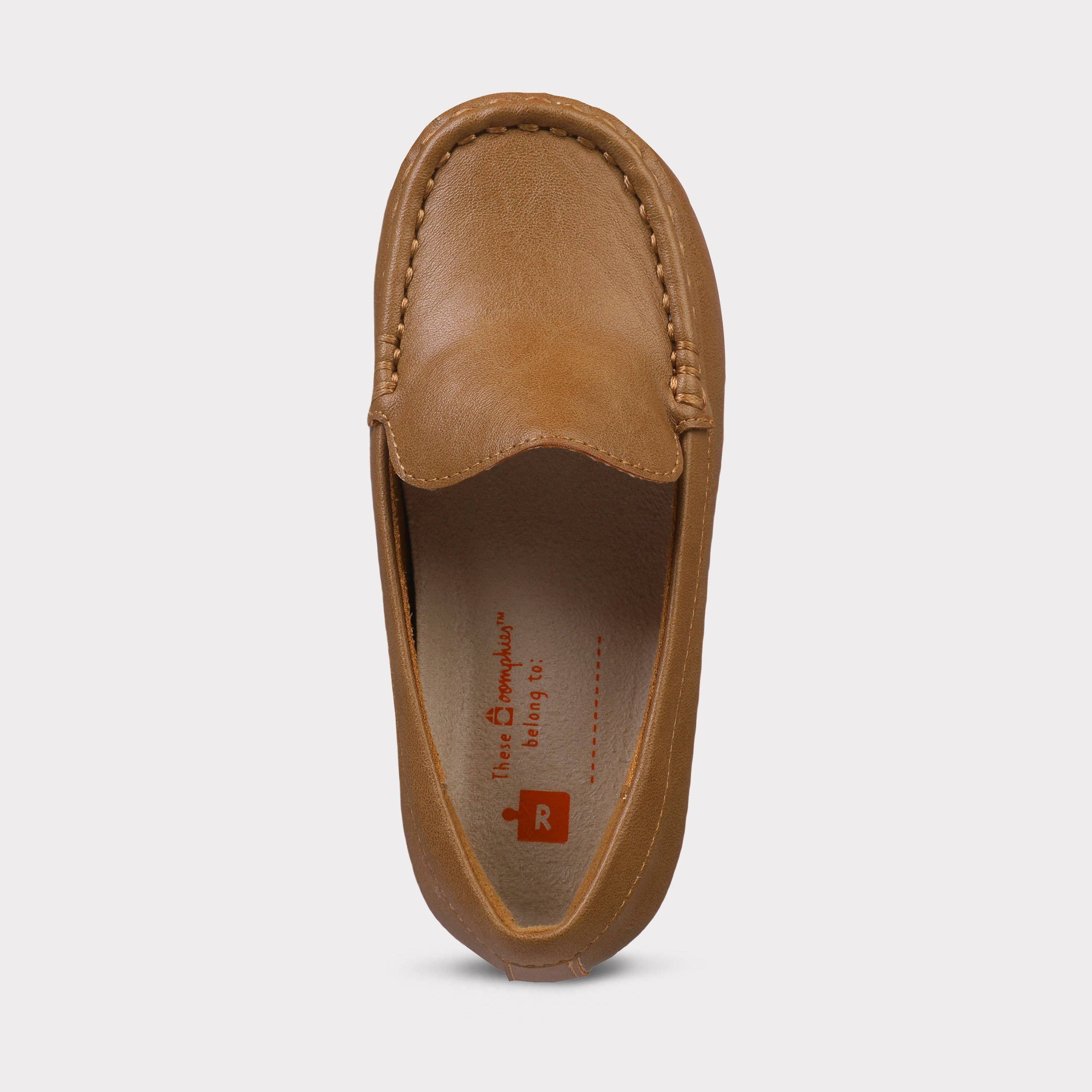Tan Thaddeus Boys Youth Slip-On Moccasin for wholesale on Faire4