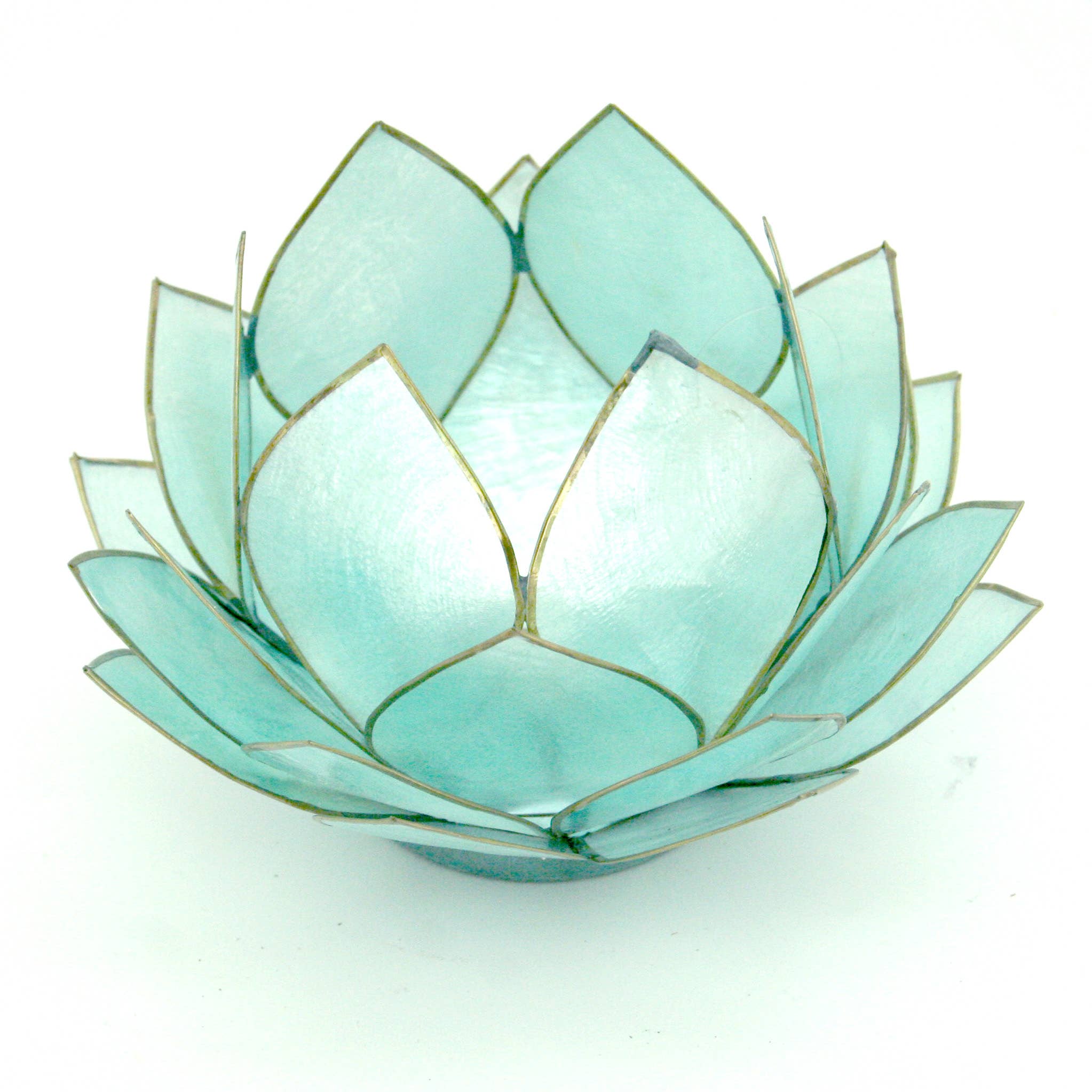 Modern World by Contrast Inc. - Wholesale Candle Holder - Blue capiz bulb lotus candle holder1