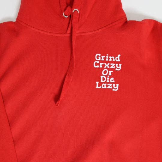 Grindcrxzy - Sweat à capuche « GCDL » rouge et blanc pour la vente par GrindCrxzy