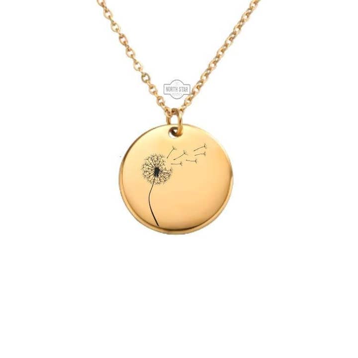 North Star Rustics Too - Wholesale Pendant/Charm Necklace - Personalized Dandelion Necklace/Keychain Gold/Silver3