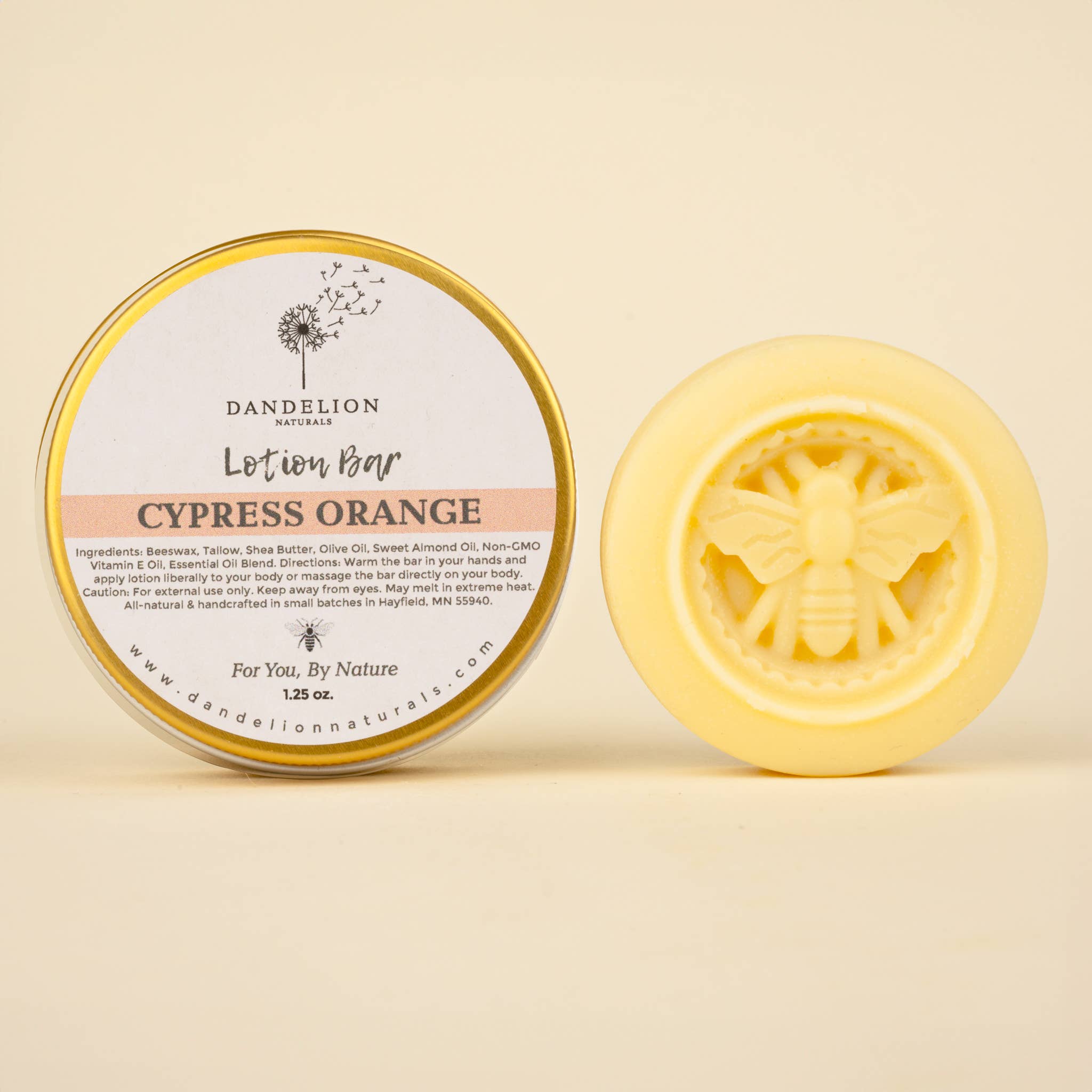 Dandelion Naturals - Wholesale Solid Lotion - Cypress Orange Tallow Lotion Bar | Solid Lotion Bar 1