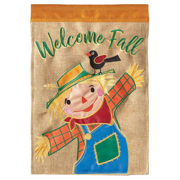 Flag Welcome Fall Scarecrow 29x42 for wholesale by Magnolia