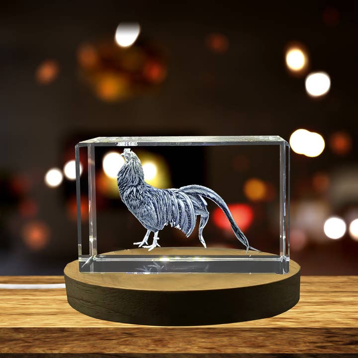 Decoração de Aves Exóticas Cristal Gravado em 3D Galinha de Sumatra por atacado de AB Crystal Collection