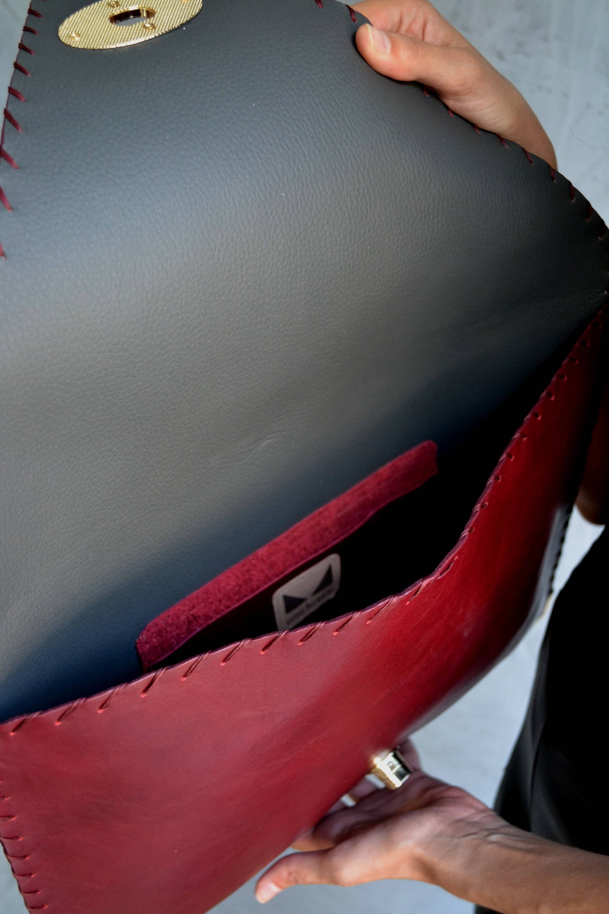 ANA KOUTSI - Wholesale Clutch Bag - Women's - Symmetria leather clutch in bordeaux8