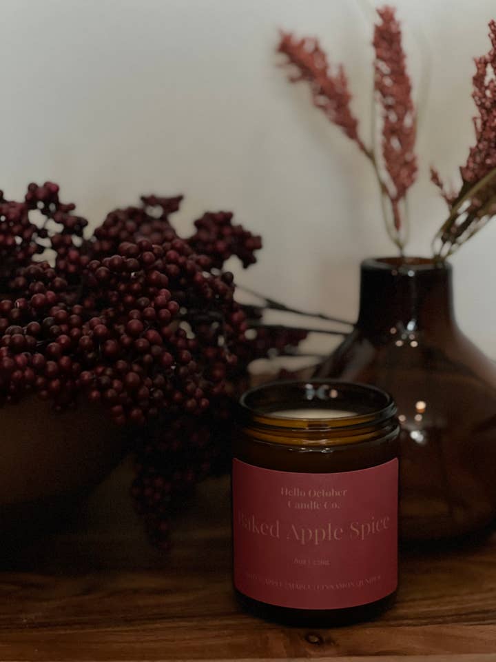 Baked Apple Spice - 8oz Soy Wood Wick Candle for wholesale by Hello October Candle Co.