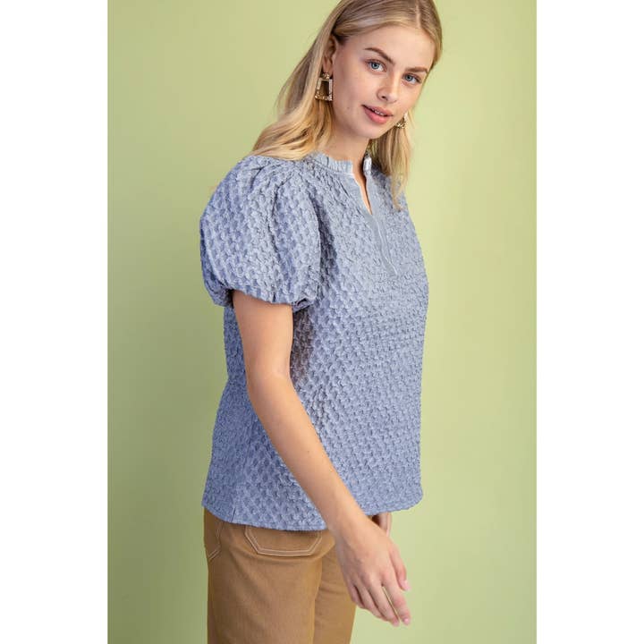 STYLE USA - Vente Tunique – femme - NOUVEAU Haut à manches bouffantes texturées11