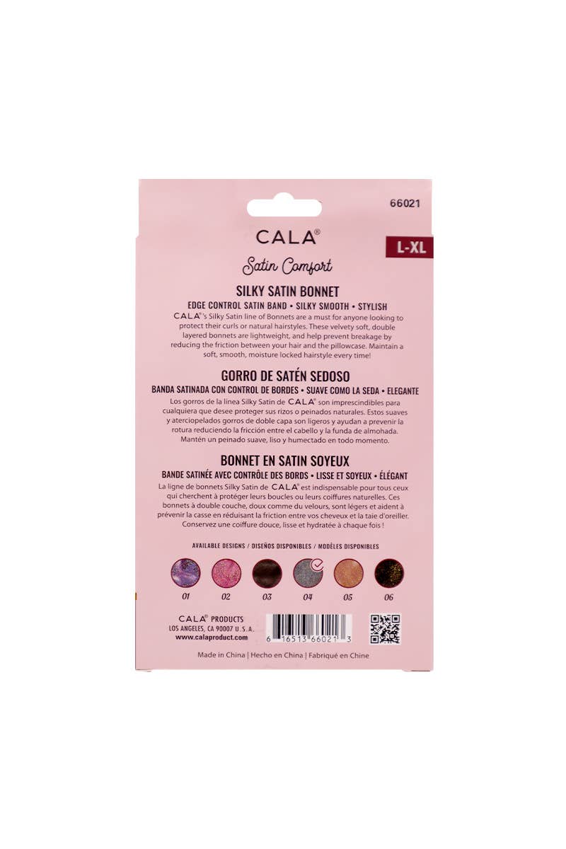 PINEAPPLE Beauty – wholesale Sleep cap / bonnet – women's – CALA 66021 Shiny Silver Satin Comfort Silky Satin Bonnet - 63