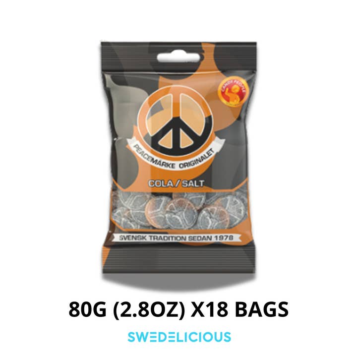 Swedelicious - Swedish Candy - Wholesale Gummy - S-Mark Cola/Salty Peace Sign - Swedish Candy Bags