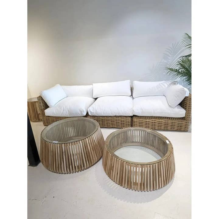 LOOMLAN - Wholesale Coffee table - Alder Teak Round Coffee Table Indoor or Outdoor7