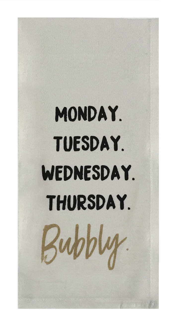 Honestly Goods – wholesale Kökshandduk – Måndag. Tisdag. Onsdag. Torsdag. Bubblig0