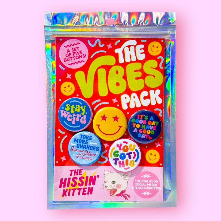 The Hissin' Kitten - Wholesale Lapel Pin/Button - The Vibes Pack (Buttons or Magnets!)