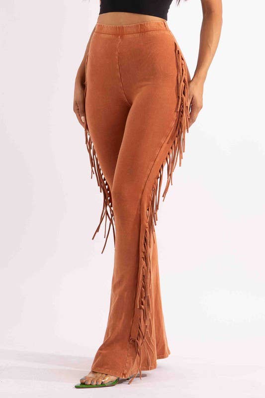 5besties inc - Wholesale Pants - Women's - Mineral Wash Fringe Detail Pants15
