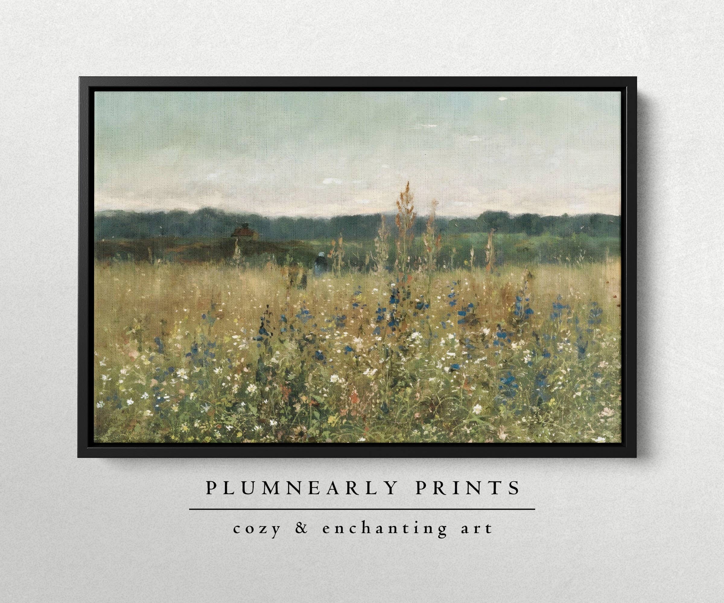 Plumnearly Prints - Wholesale Canvas Art - Wildflower Field Landscape Painting Framed Canvas Art 11