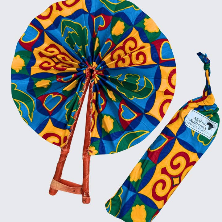 Afrikan Authentix - Wholesale Handheld Folding Fan - African Folding Fan | Mudcloth print hand Fans with bag5