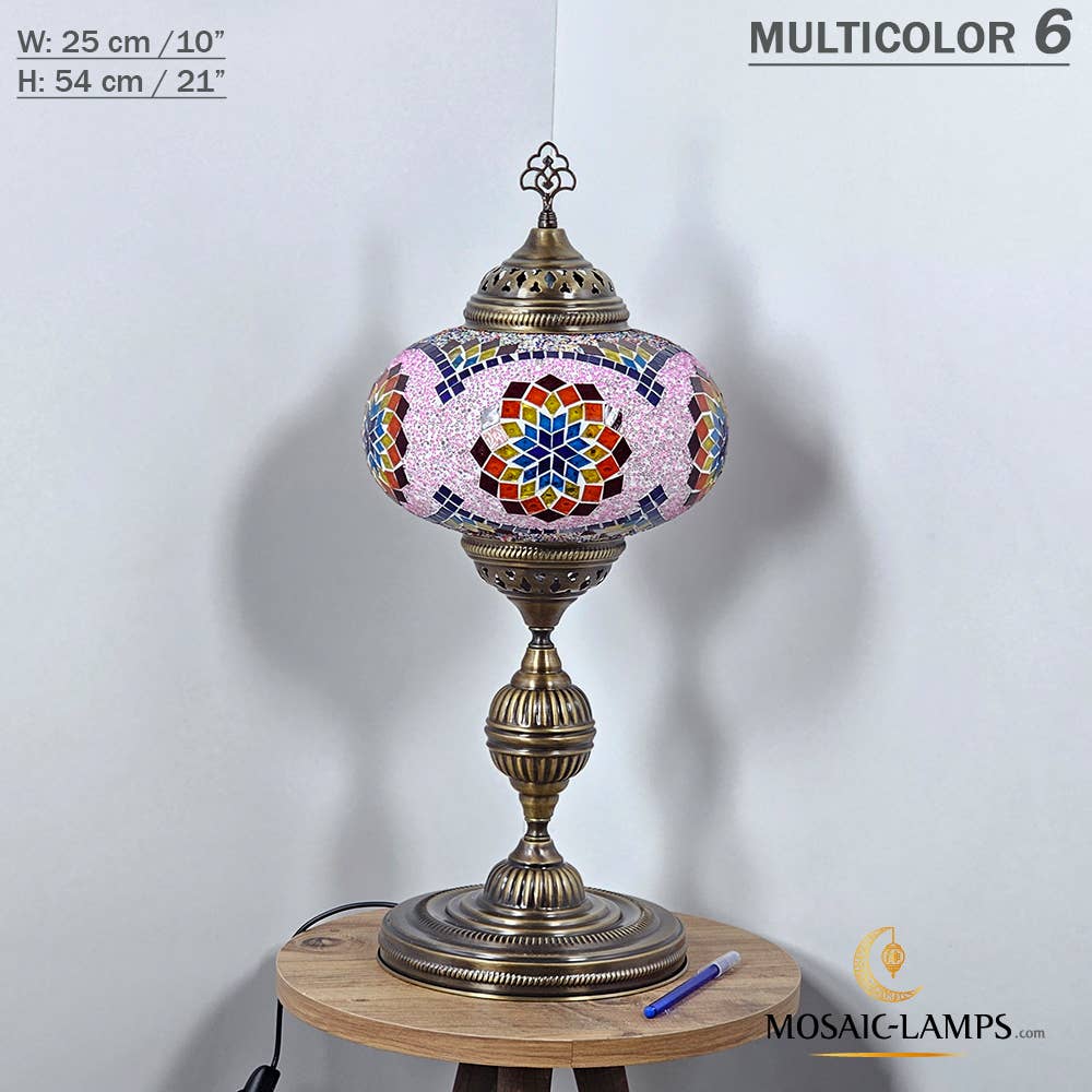 Mosaic Lamps - Wholesale Accent/Desk Lamp - 10+ Colors - Turkish Mosaic X Large Globe Table Lamp, Marrak47