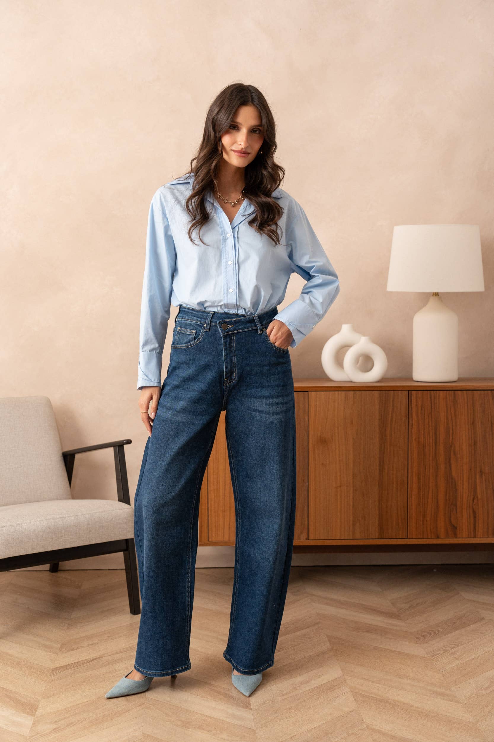 Vivid - Wholesale Jeans - Women's - Double-breasted baggy jeans5