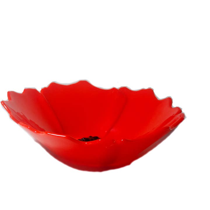 California Poppy Fused Glass Bowl for wholesale by Foster's Beauties