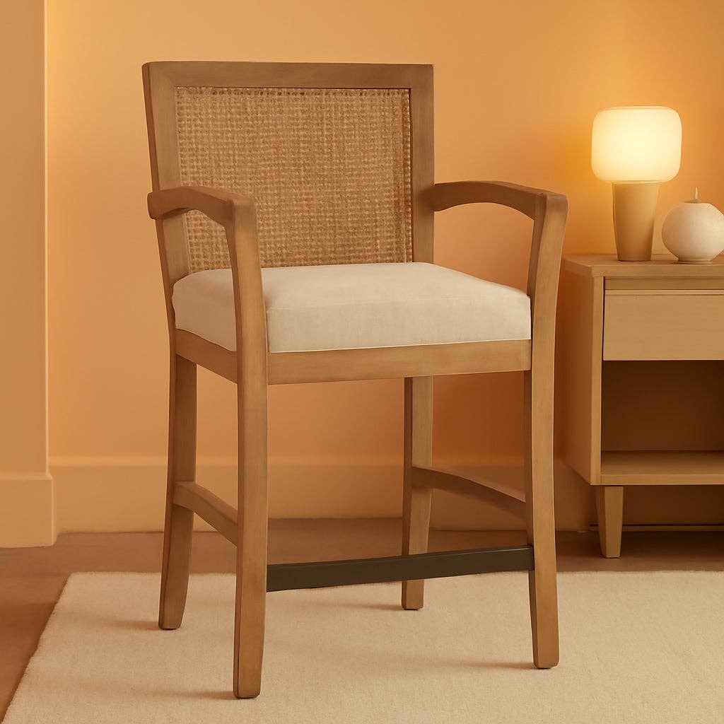 ShipItFurniture - Wholesale Stool - Counter Stool With Cane Back And Upholstered Seat Kitchen0