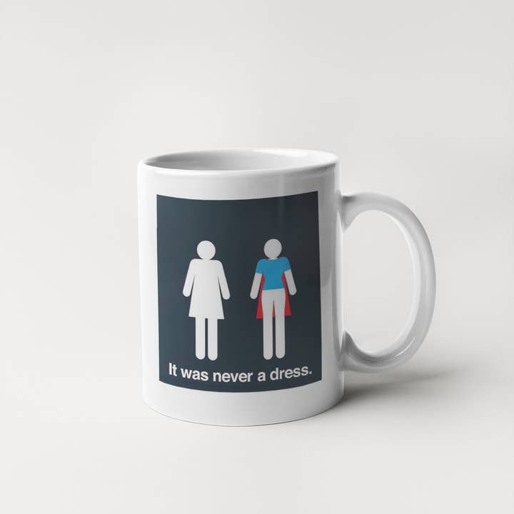 Calm Down Caren - Wholesale Coffee Mug - It Was Never A Dress - Woman Wearing A Cape Feminist Mug