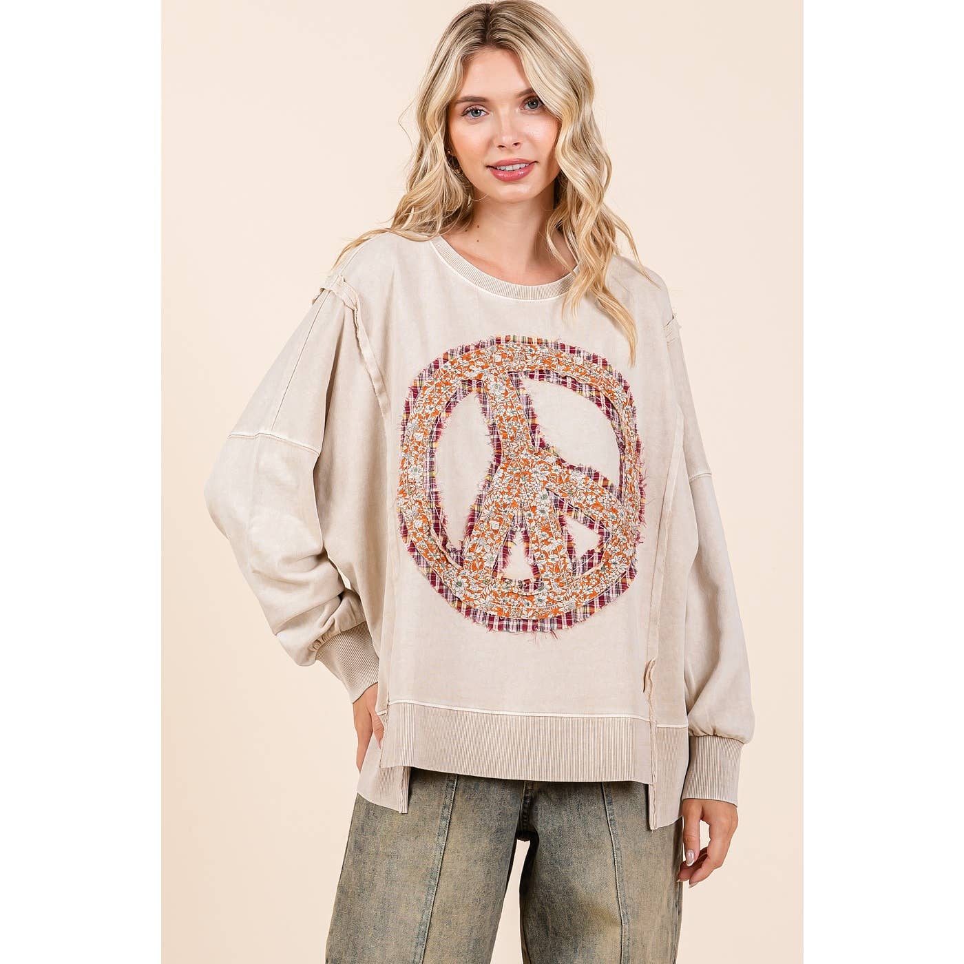 mittoshop - Vente Sweat-shirt – femme - SWEAT-SHIRT PEACE SIGN PATCH MINERAL WASH11