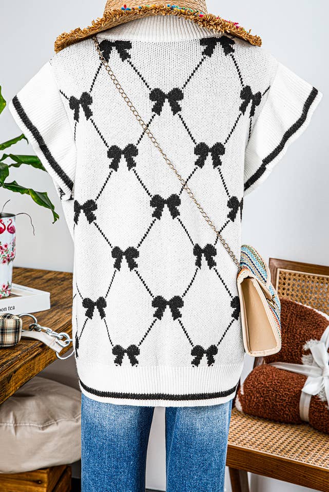 fashionworks - Vente Pull en maille – femme - Chandail à col zippé à imprimé nœud Fashion-W Preppy Vibes5