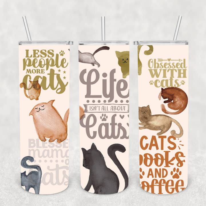 All About the Cats 20oz Tumbler for wholesale by Knotted Gypsy Designs