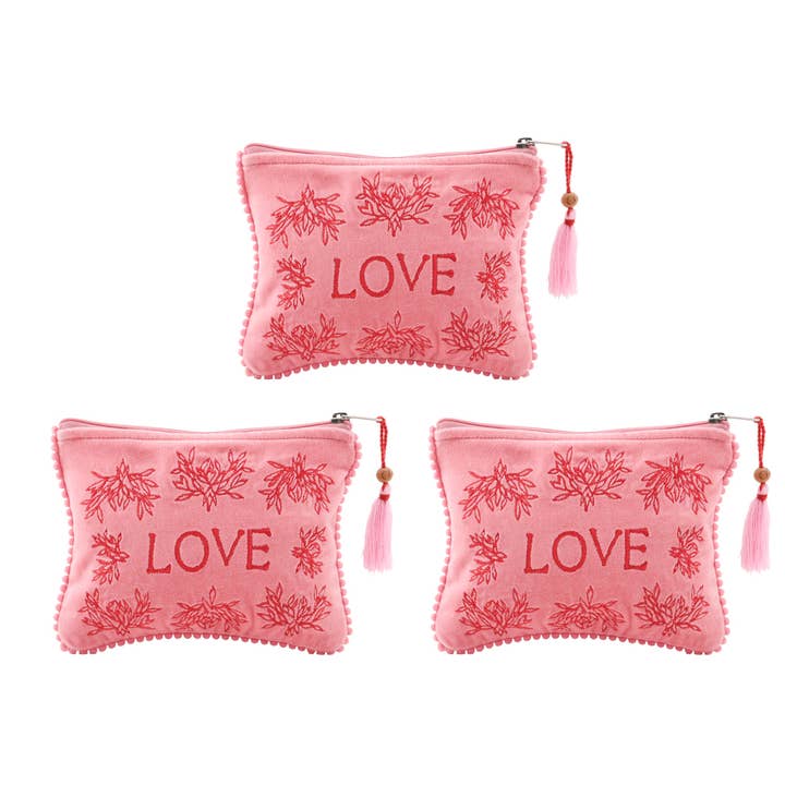 3ABPC23258_BPPK Set/3 I ADORE YOU POUCH 6X8 voor wholesale door Karma Living