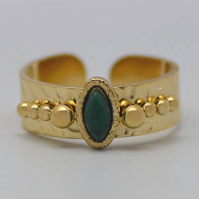 Bague rétro en acier inoxydable incrustée de turquoise pour la vente par Gooddiy