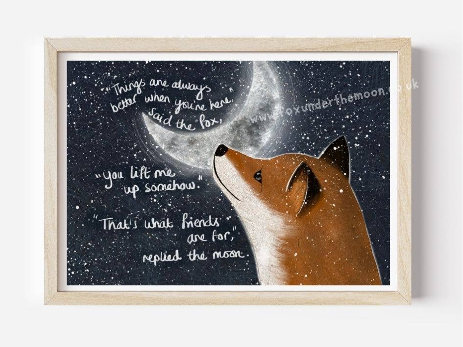 Fox Under The Moon - Venta al por mayor Ilustración - Impresión artística A4 ~ Lift Me Up1
