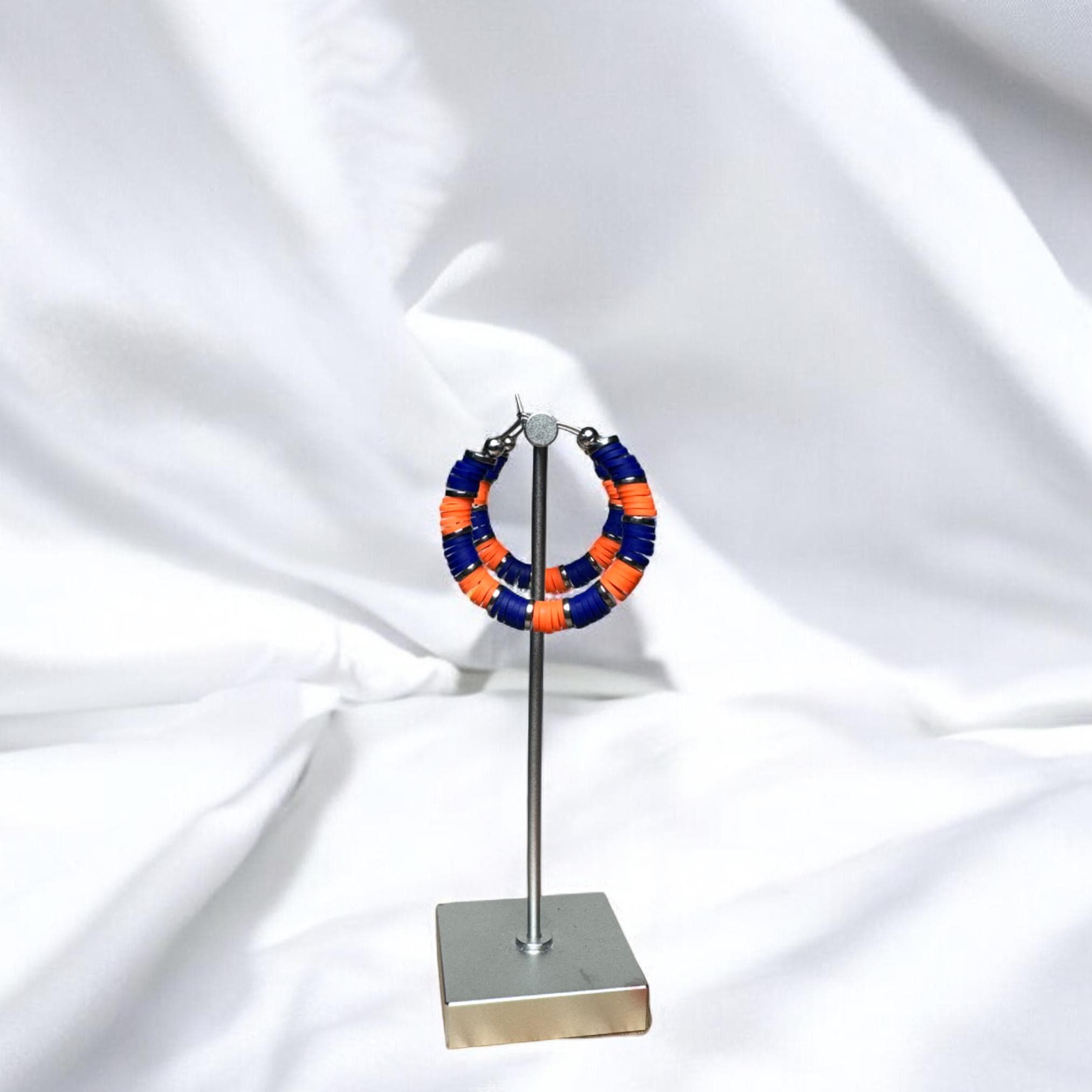 Fish Towne Designs, LLC - Wholesale Hoop Earrings - Blue and Orange Game Day Hoop Earrings8