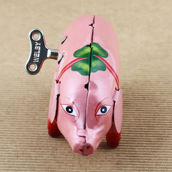 Tribal Trade GmbH - Venta al por mayor Figura decorativa - Cerdito de hojalata feliz con trébol de la suerte6