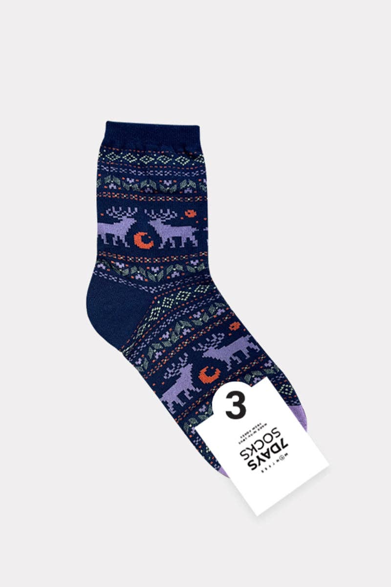 7DAYSSOCKS – Engroshandel Strømper - Dame – Kvinders Crew Night Deer Socks2