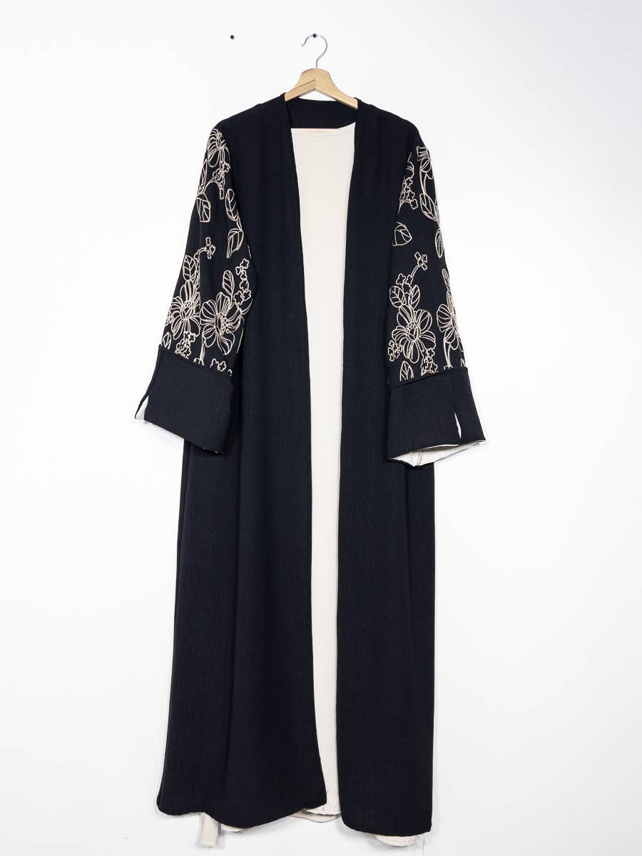 IDEAL OUTFIT – wholesale Top & skirt set – Women's – 2-piece set floral embroidery kimono abaya ref:en2511jazz3