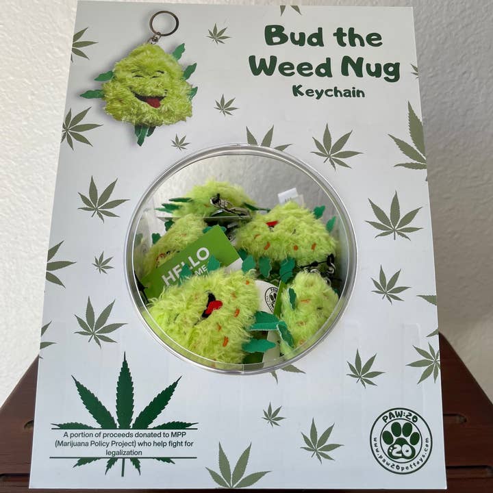 PAW:20 - Wholesale Pet Toy - Cat/Dog - Bud the Weed Nug 420 Keychain Display | Great Impulse Item1