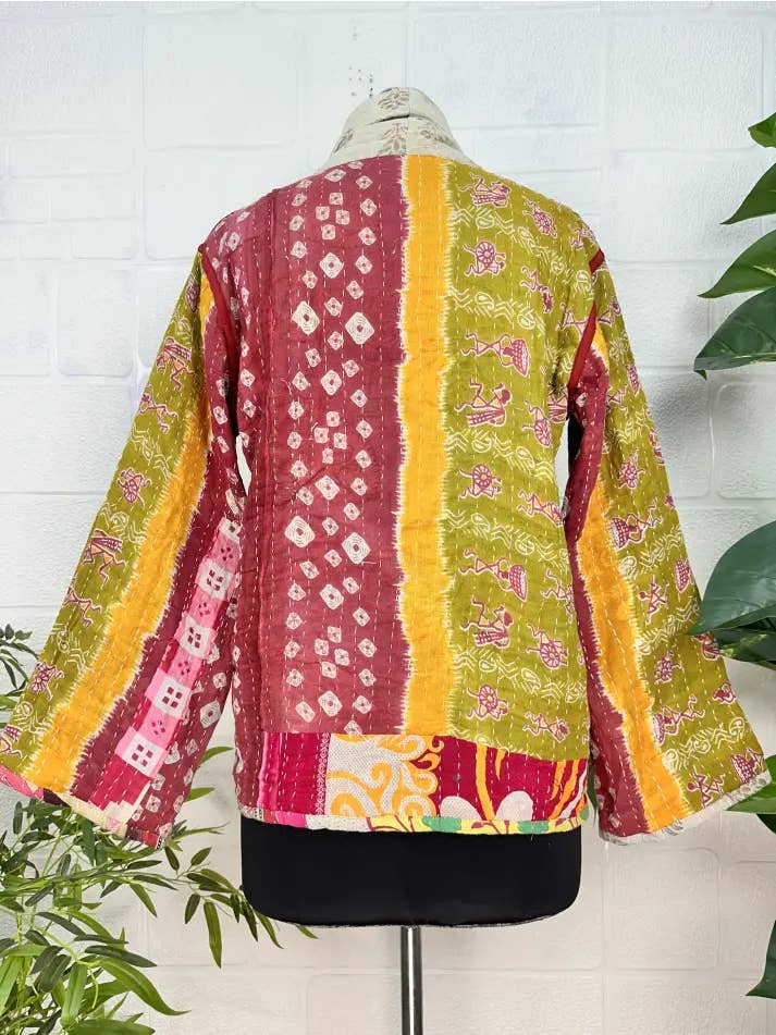 The Eastern Loom – wholesale Jacka - Dam – Vintage Fin Kantha Unik Boho-jacka med kort längd