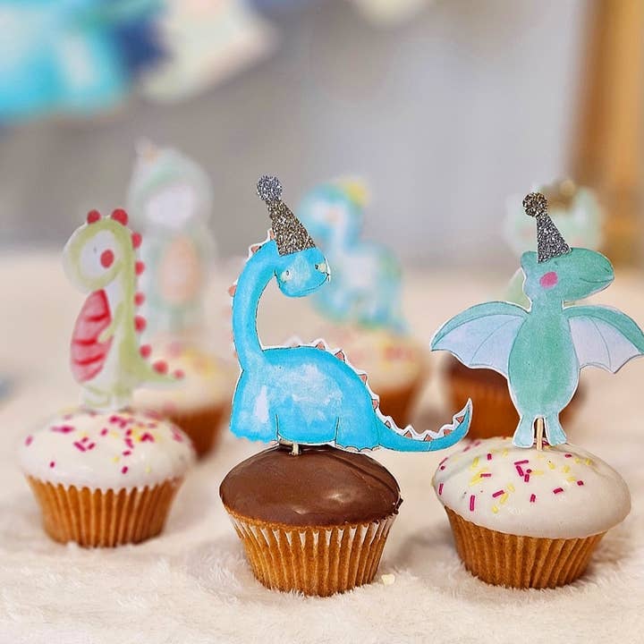 E.Gilbert Illustrations – wholesale Cake/cupcake topper – Dinosaur Cupcake toppers1