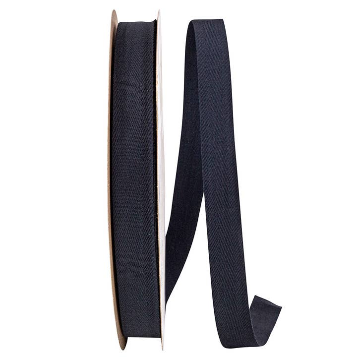 Cotton Med Wt Twill Black, Black, 1 In, 100 Yards for wholesale by RELIANT RIBBON