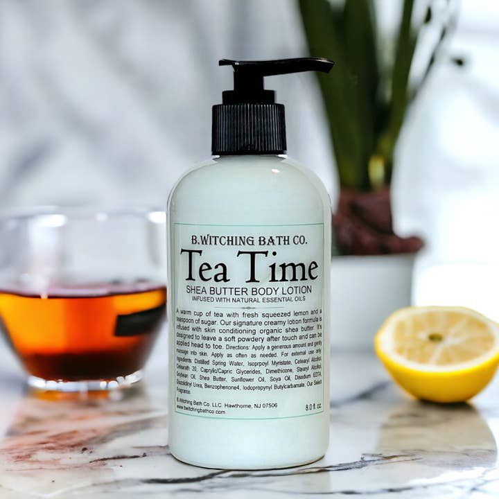 Tea Time Sheabutter Body Lotion 8oz. for wholesale by B. Witching Bath Co.