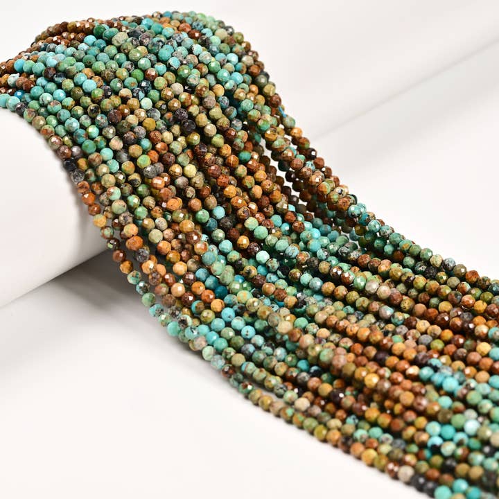 Natural Gradient Turquoise Faceted Round Beads Size 3mm 15.5'' Strand for wholesale by CRCBEADS