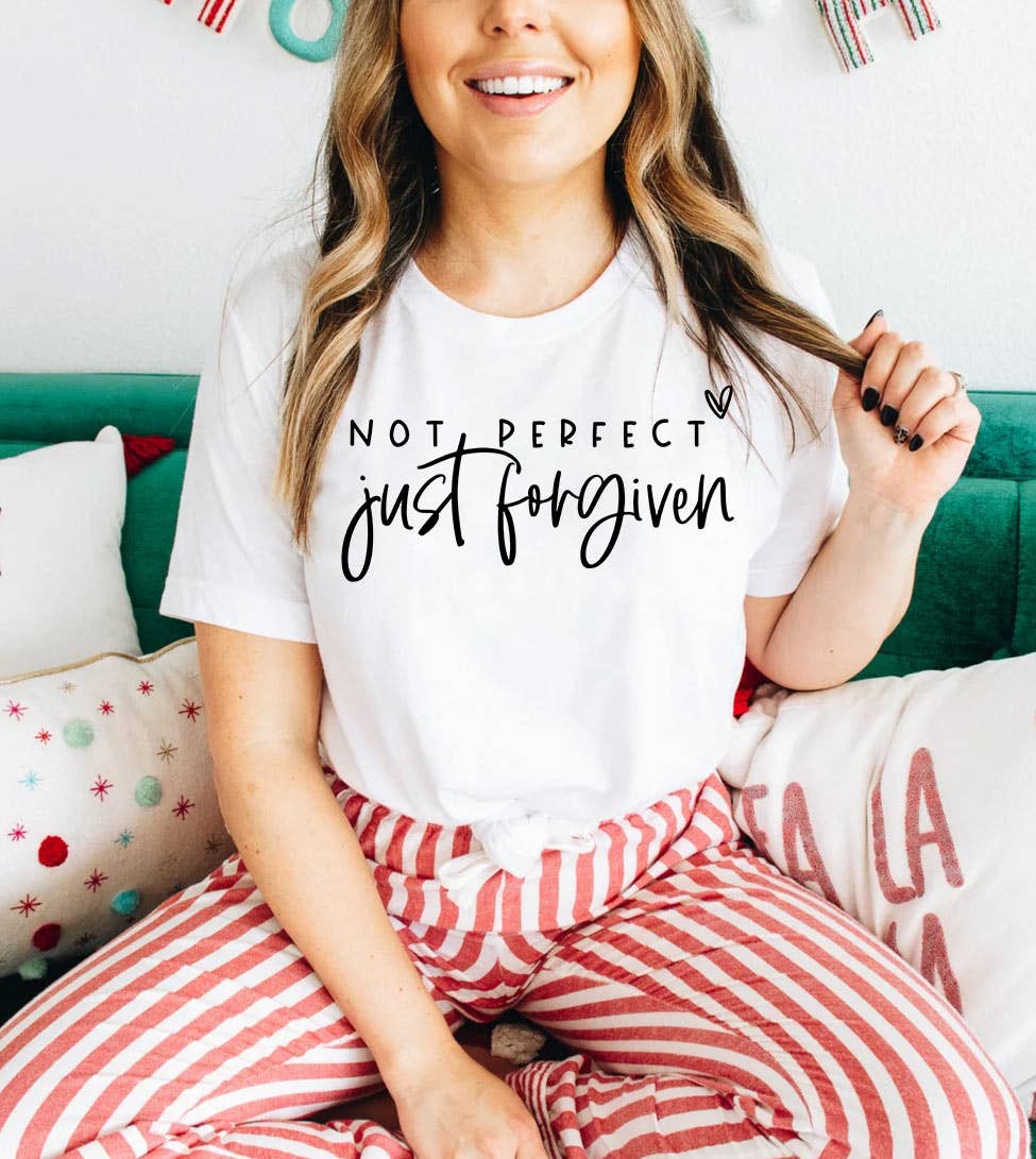 House Of Rodan - Wholesale Screen Printed T-Shirt - Women's - Not Perfect Just - Christian Easter Jesus God T-Shirt1